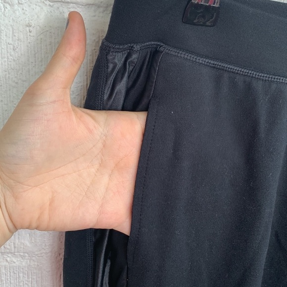 Fabletics Athletic Satin Stripe Black Kara Ankle Tie Jogger High Waisted Pants - Picture 6 of 8